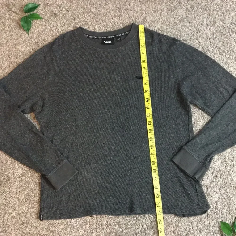 Vans Dark Gray Mens Small Long Sleeve Stretch Knit Top